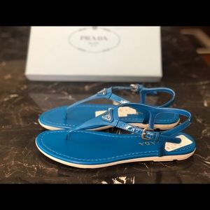 Prada Patent Logo Thong Sandals Marea
